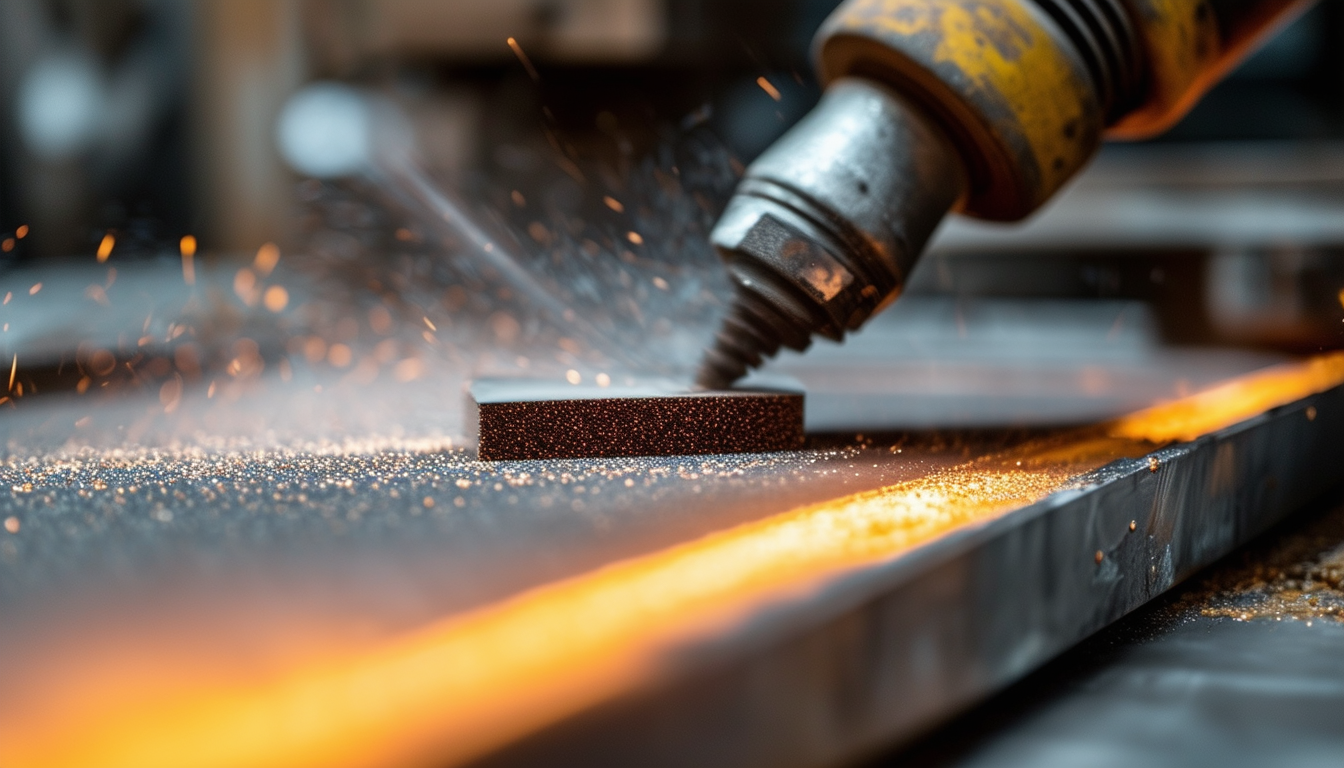 A close-up shot of various abrasive tools being us